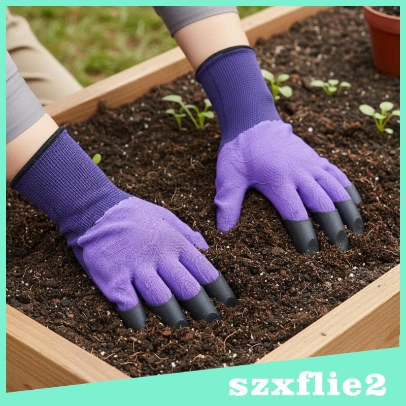 [Szxflie2] Luvas De Jardinagem Com Garras Jardim Antiderrapantes Usam Roxas
