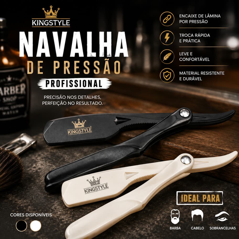 Navalhete Kingstyle Profissional de Pressão Barbeiro Barbearia Barba Cabelo Contorno Precisão