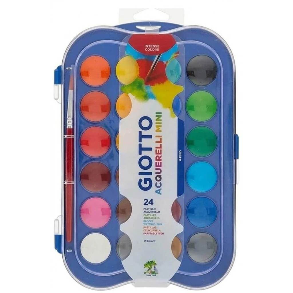 Aquarela Pastilha Giotto 24 Cores Estojo Paleta Com Pincel