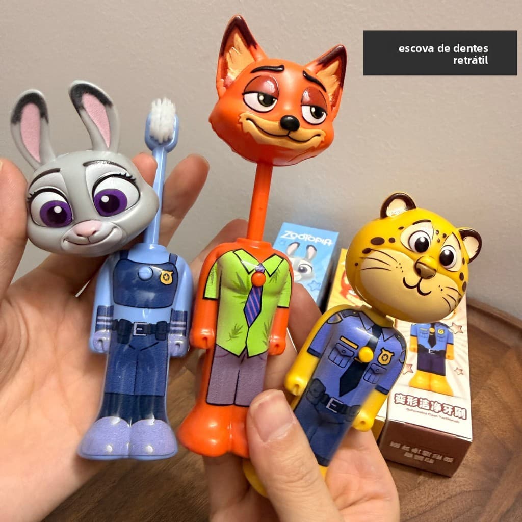 Escova de Dentes Retrátil Crazy Animal, Escova de Dentes Transformável Nijukudi com Cerdas Macias, Cerdas Finas para Cri
