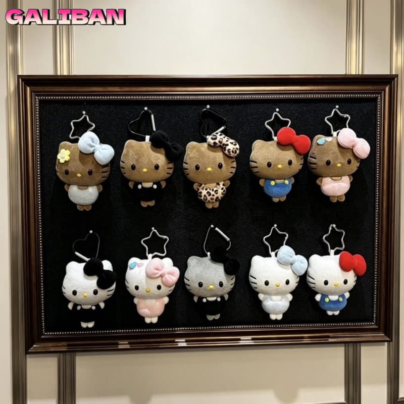 Pingente de bolsa, chaveiro de feijão de olhos pretos, decoração fofa para mochila, pequeno brinquedo de pelúcia, gatinh