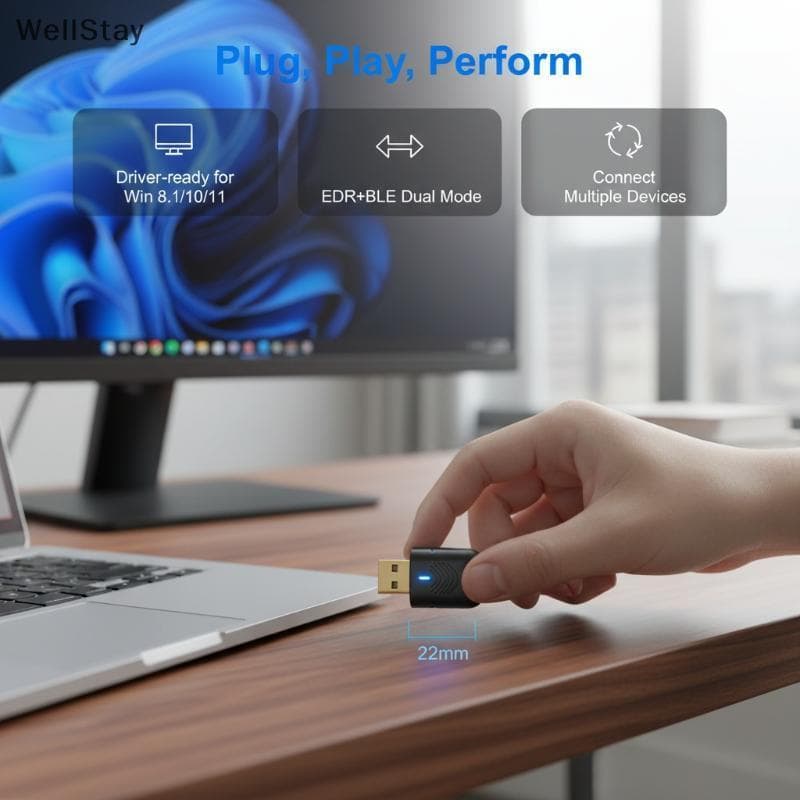 [WellStay] Adaptador De Áudio USB 5.4 Transmissor Receptor Plug & Play Dongle Para Laptop Carro Estéreo Sem Fio Fone De