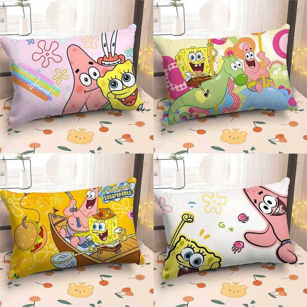 Bonito bob esponja calça quadrada fronha de face única retangular crianças fronha sofá ornamentos travesseiro almofada a