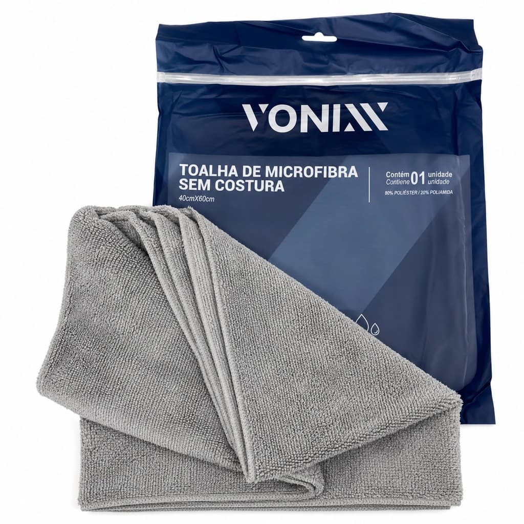 Toalha De Microfibra Sem Costura 350gsm 40x60 Vonixx Cinza Toalha Secagem Toalha Acabamento