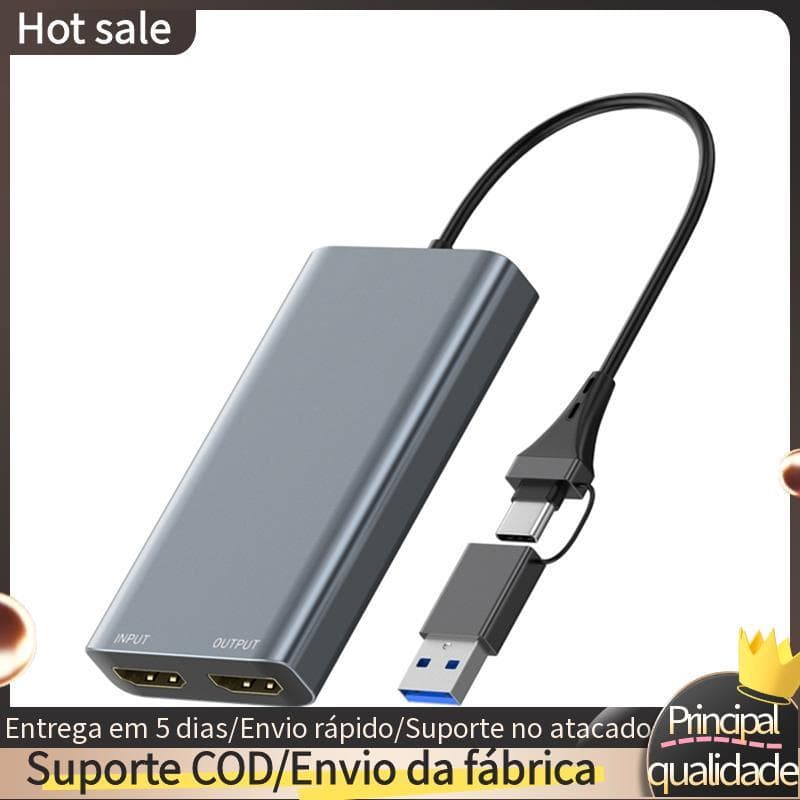 Placa De Captura De Vídeo HDTV USB Tipo-C-Caixa Compatível 4k 60HZ Loop-Out Para Câmera De Computador PC Jogos Ao Vivo