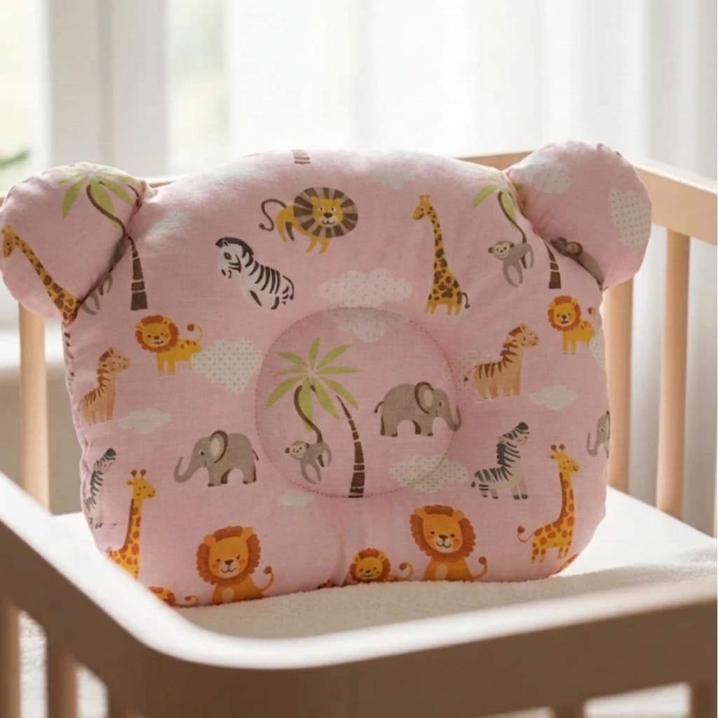 Travesseiro para Bebê Anatômico com Orelhinhas Macio Antialérgico 24x20cm