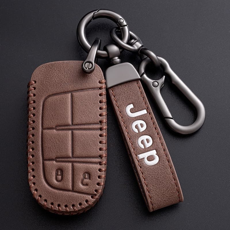 Capa Para Chave De Carro Remota Inteligente De Couro Jeep Renegade Grand Cherokee WK2 KL Wrangler JK Comandante Compasso