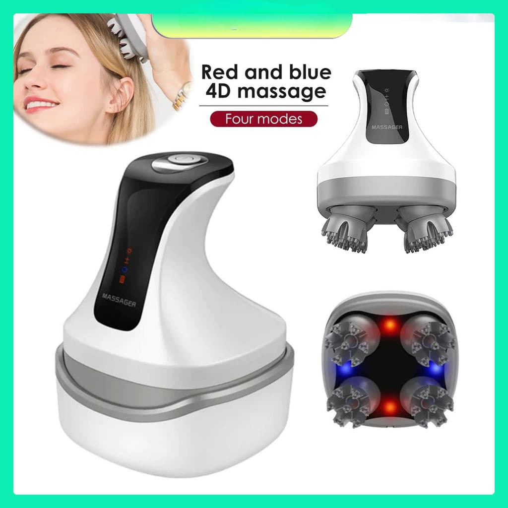 Massageador Elétrico De Couro Cabeludo À Prova D'água Ipx7 Com Vermelho E Calor Para Massagem Corporal