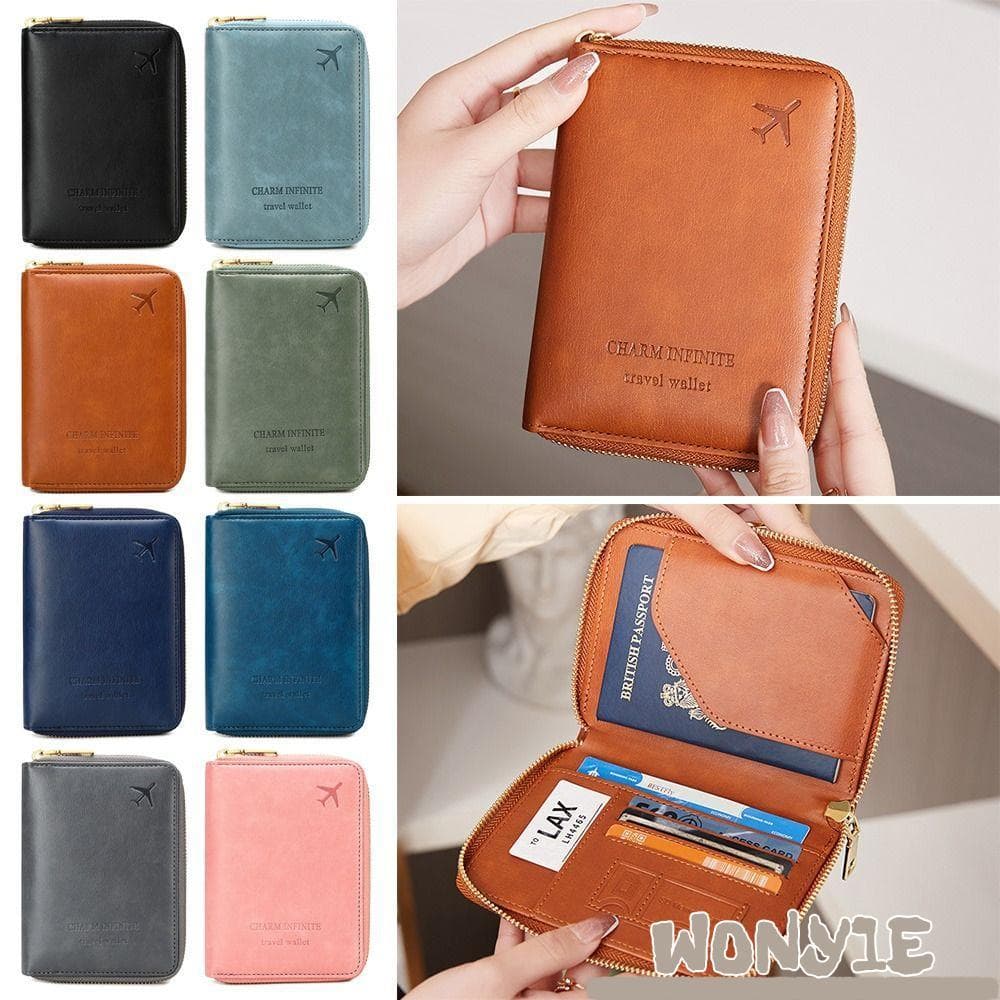 Bolsa Para Passaporte Com Zíper WONY1E , De Armazenamento De Viagem De Cor Sólida RFID , Porta-De Couro PU Antifurto