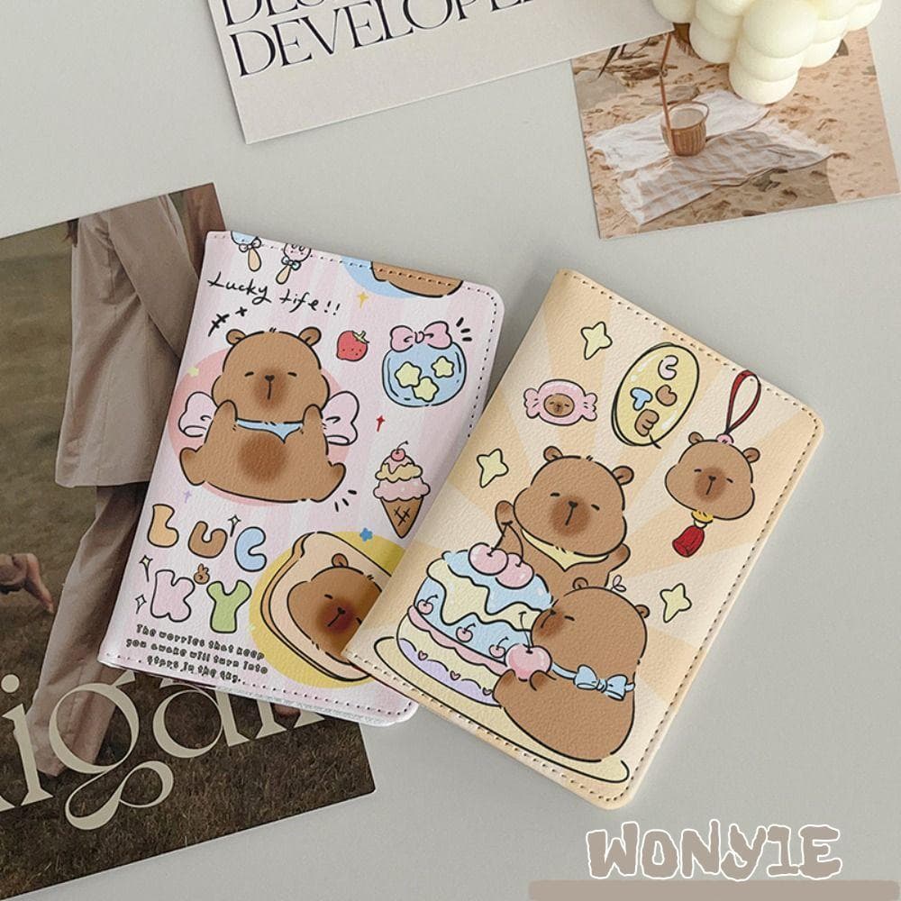 Porta-Passaporte Winy1e Capivara , Bolsa Para Ultrafina De Couro PU , Carteira Multifuncional Cartão De Crédito De Desen