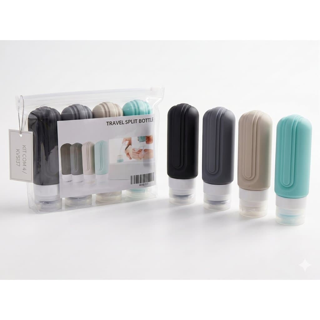Kit A 4 Frascos Pote Silicone Shampoo Creme 90ml