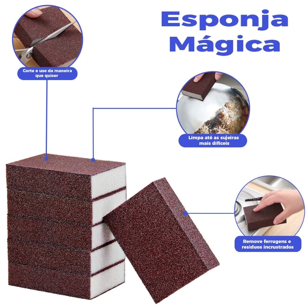 Kit Esponja Mágica Limpeza Pesada