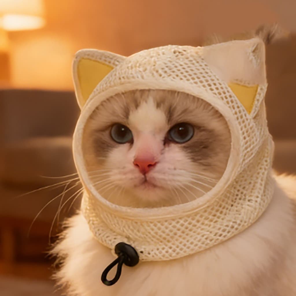 Máscara para animais de estimação, focinheira para gatos, respirável, tamanho ajustável, para limpeza e corte de unhas