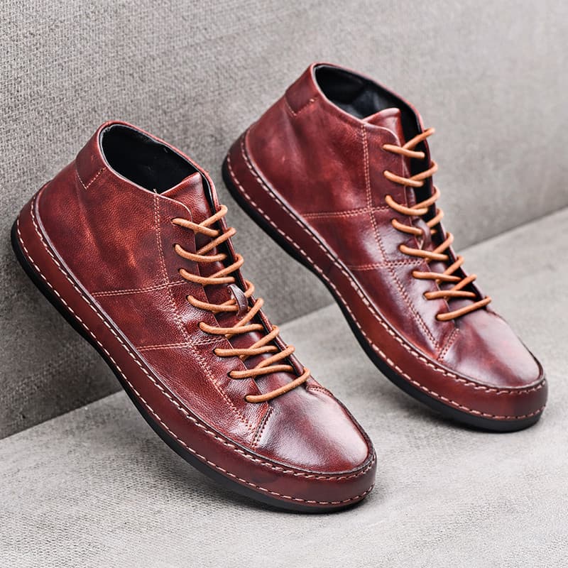 Primavera botas masculinas de couro genuíno sapatos masculinos de alta qualidade estilo britânico couro macio sapatos de