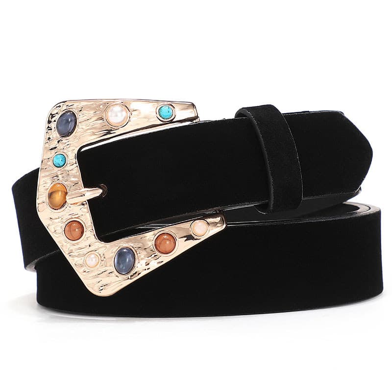 Senhoras cinto colorido diamante camurça europeu americano decoração Jeans blusão cinto feminino Casual All-Match pino f