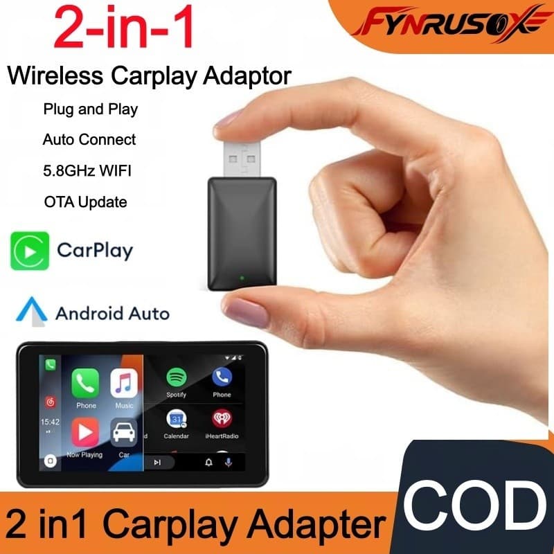 Mini Com Fio Para Sem 2 Em 1 AI Box Carplay 5G Wif E Bluetooth 5.0 Android Auto Plug and Play Conexão Não Indutiva