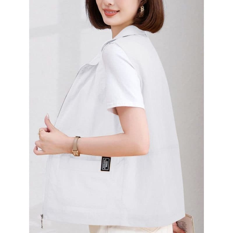 Colete curto feminino verão exterior Wear moda colete fino 2026 novo estilo primavera verão mãe Casual pequeno colete