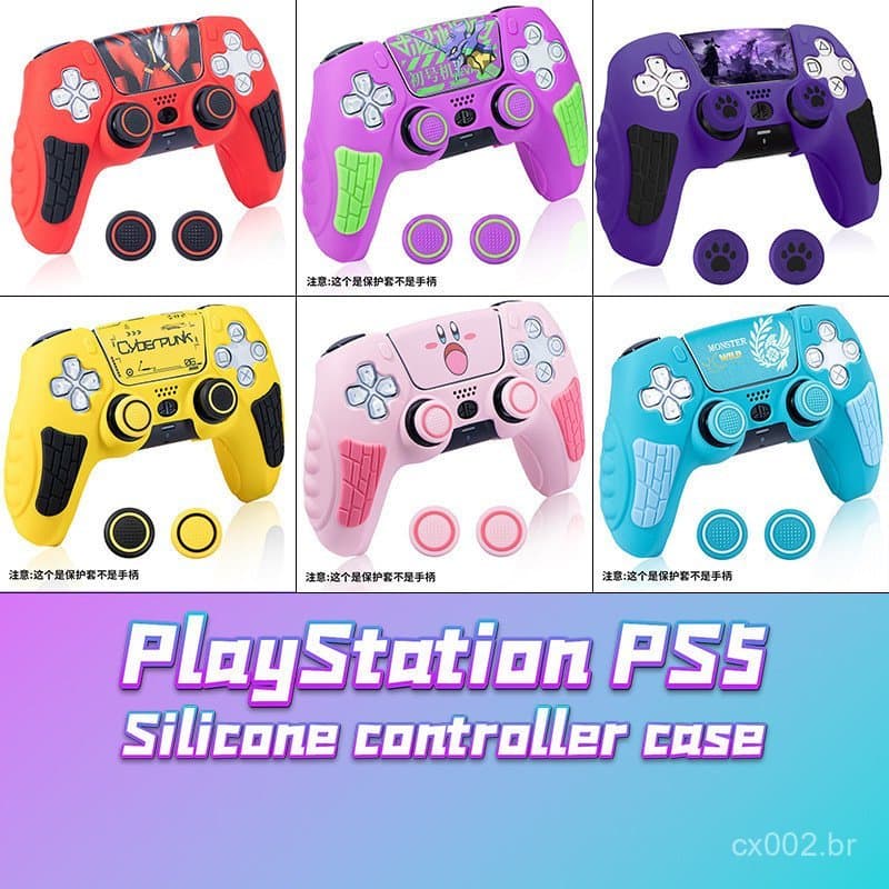 Capa De Silicone Para Controle De Jogo PS5 P5 Protetora Anti-Queda Antiarranhões Com Tampas De Joystick