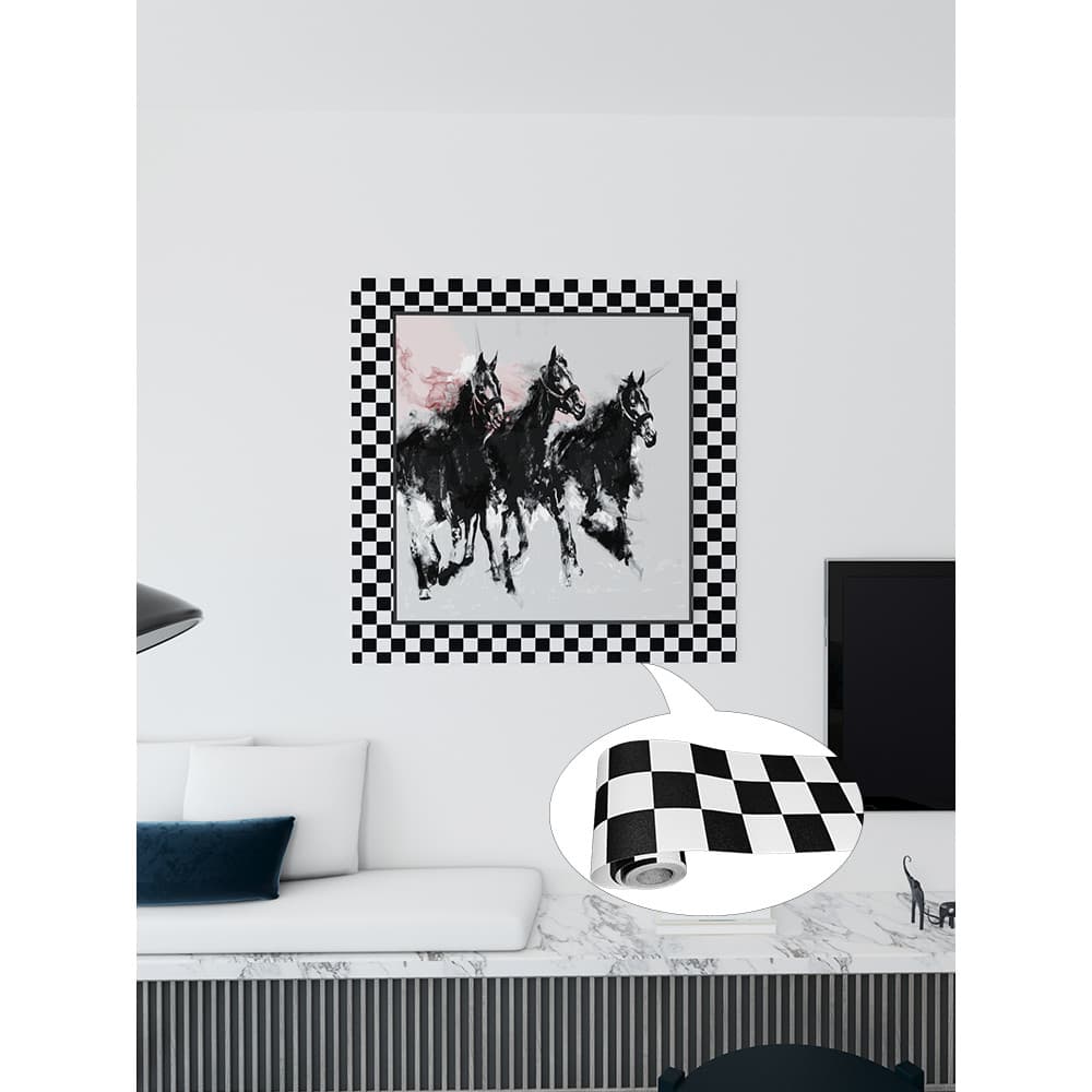 Clássico preto branco xadrez cintura adesivos pintura borda decoração adesivos auto-adesivo tridimensional simples casa