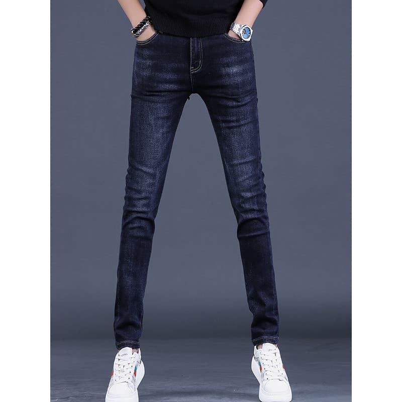 Calças de brim masculinas na moda 2026 primavera outono novo estilo elástico fino-ajuste mais magro olhar calças magras