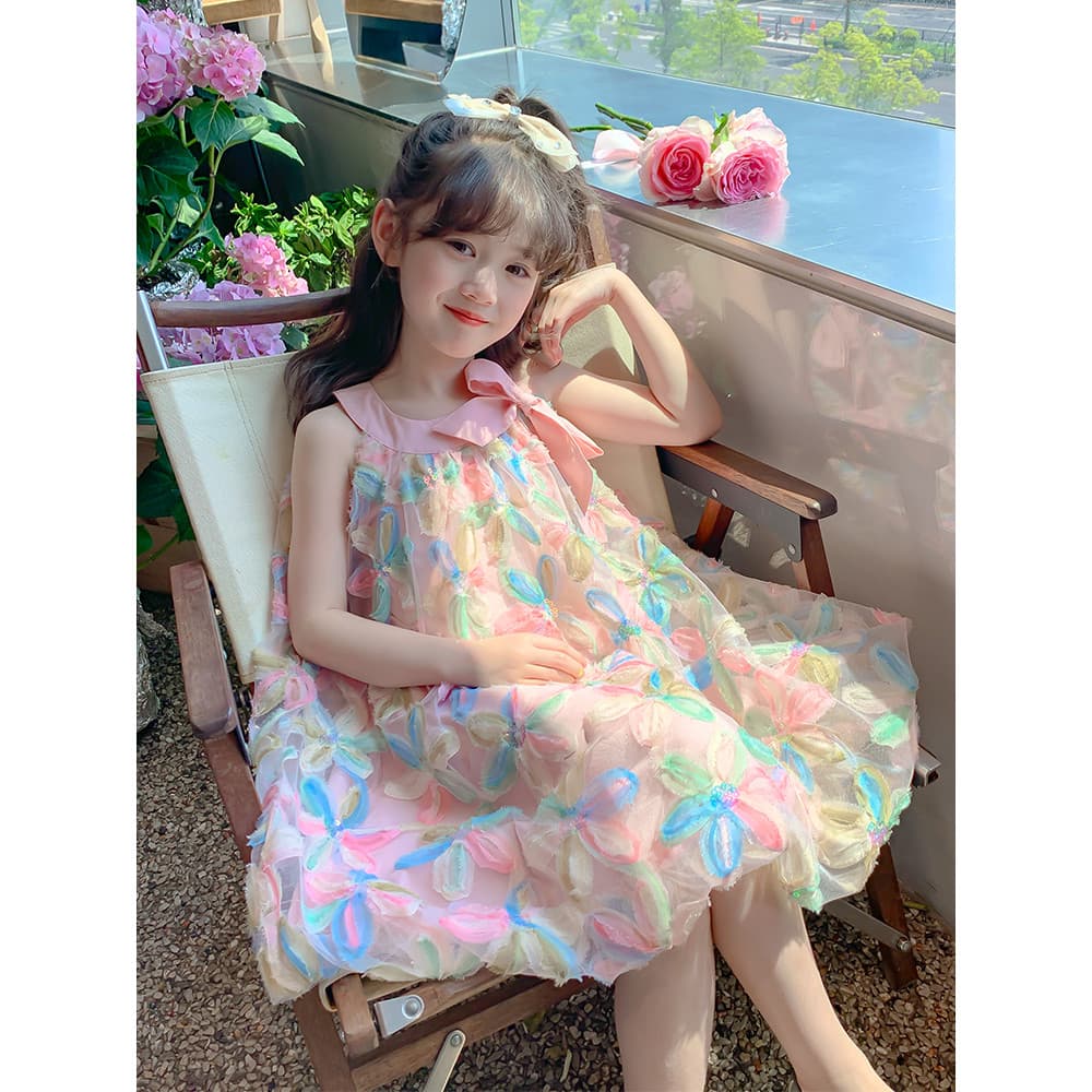 Meninas vestido de verão 2026 novo estilo roupas infantis gaze saia vestido de verão das crianças menina fofo gaze vesti