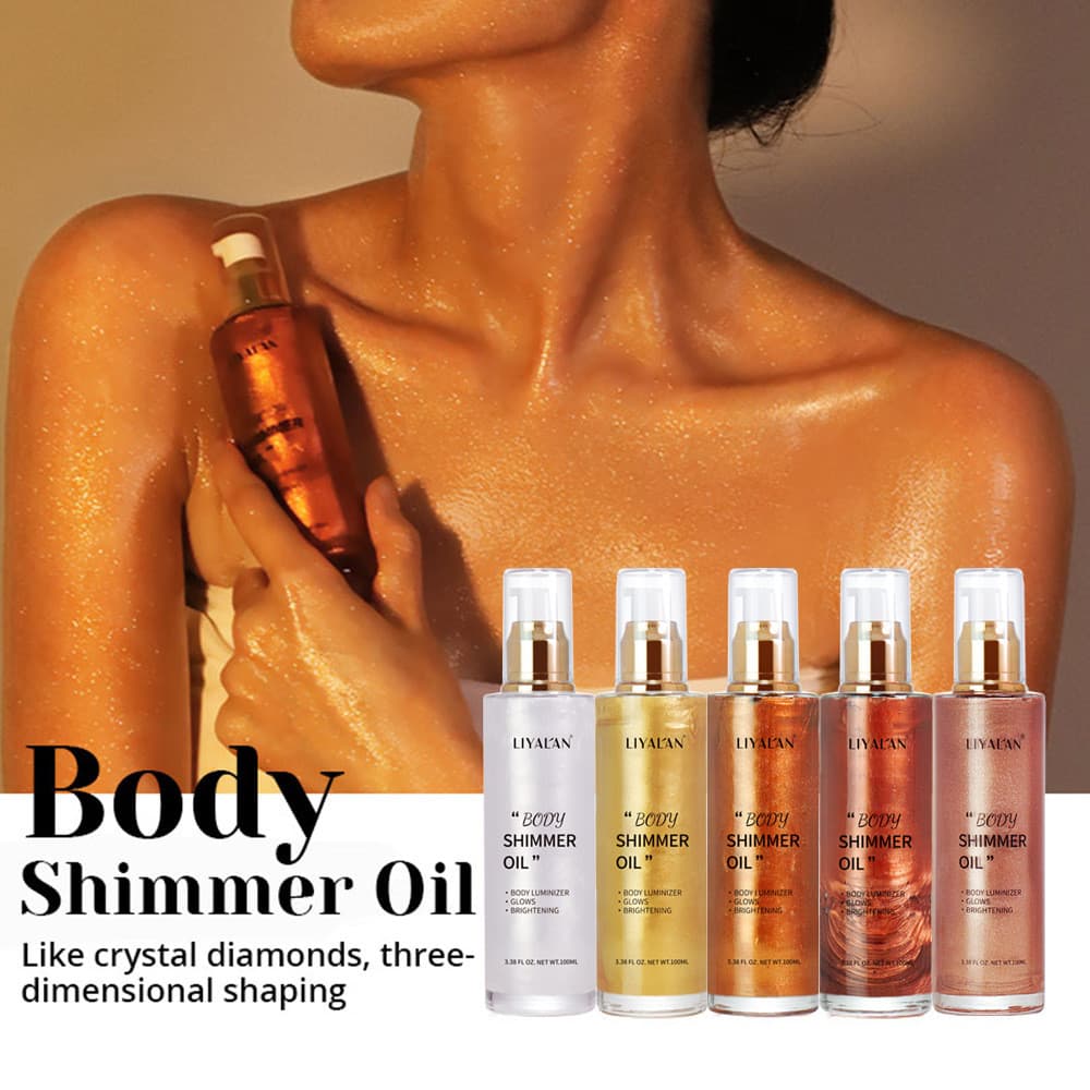 2026 novo estilo shimmer óleo corporal shimmer óleo corporal à prova dwaterproof água hidratante líquido destaque maquia