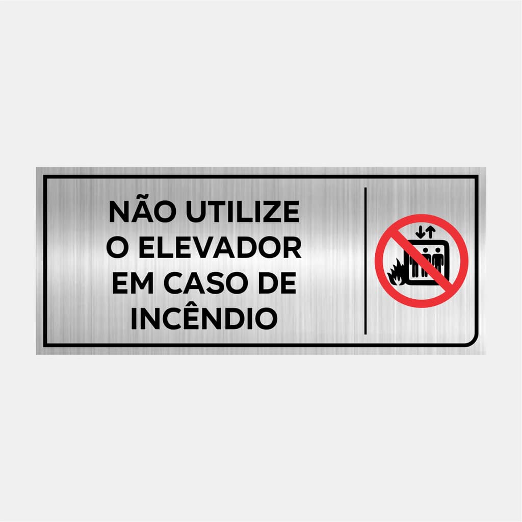 Placa Sinalização Não Utilize O Elevador 24x10cm