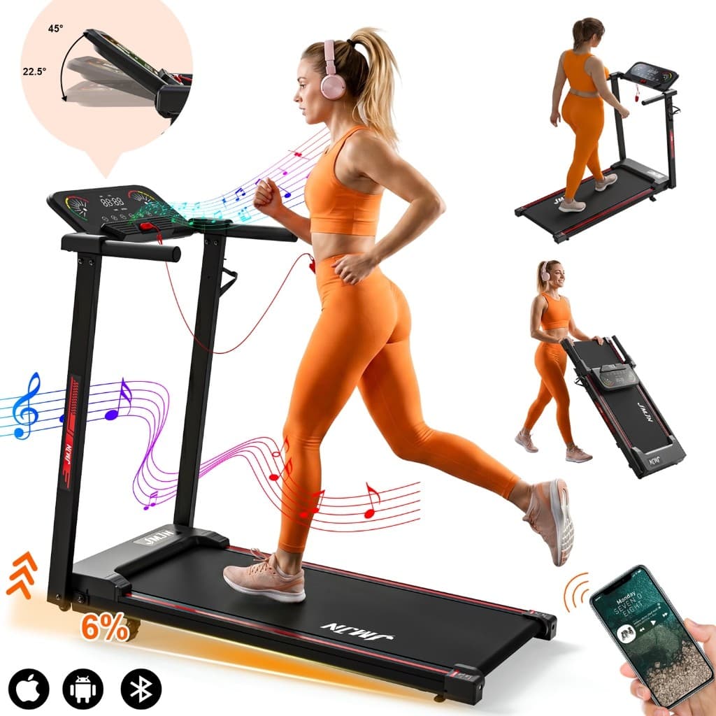 Esteira Elétrica Residencial Dobrável 3.0HP Bluetooth, inclinação 6%, painel LED, 120kg para caminhada e corrida