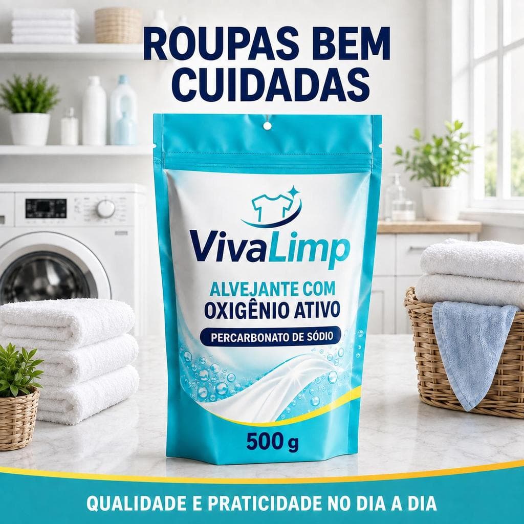 Alvejante com Oxigênio Ativo VivaLimp Percarbonato de Sódio 500g ou 1kg
