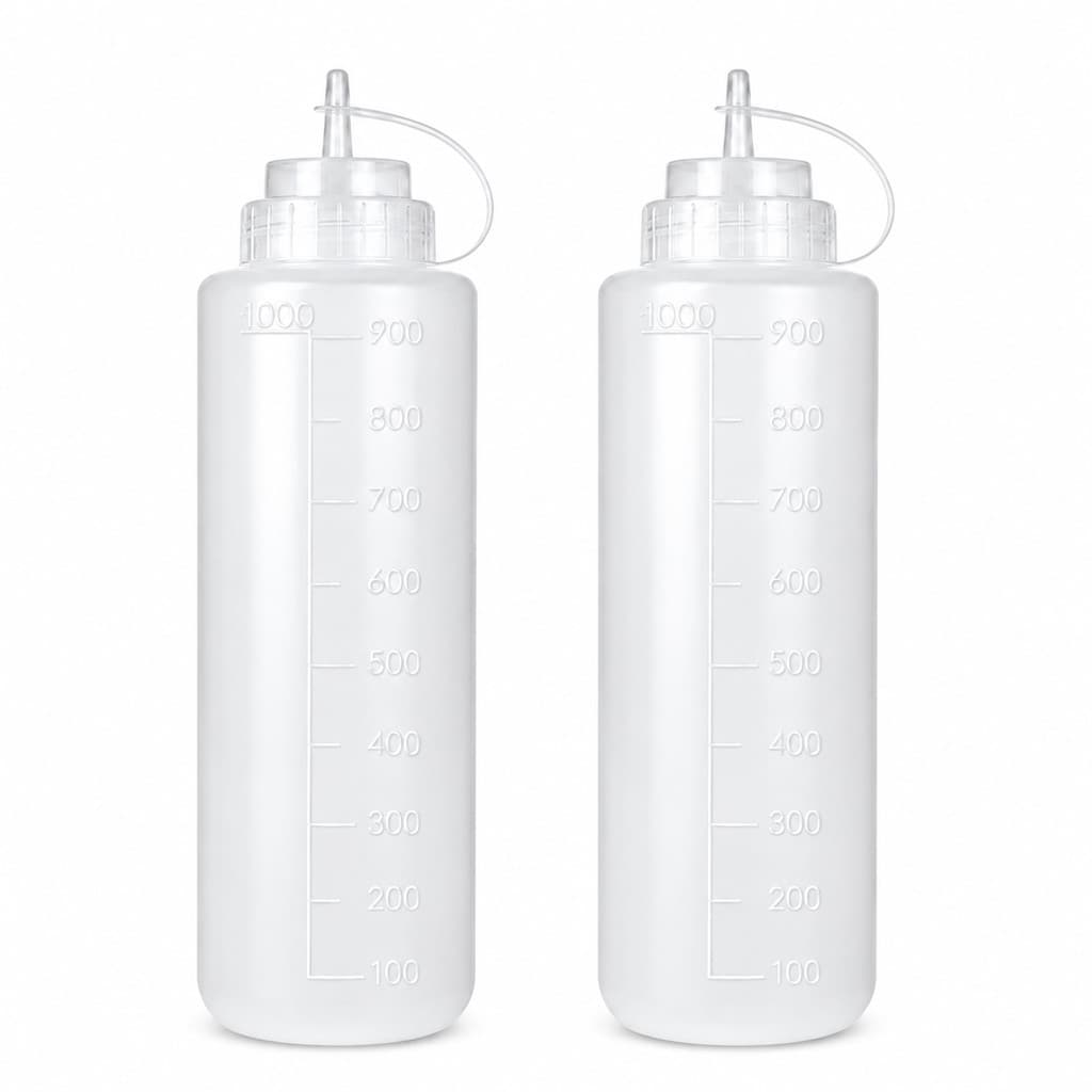 2 Bisnagas De 1litro Para Molhos Caldas Grande Transparente Restaurante Hamburgueria Lanchonete Molho Profissional