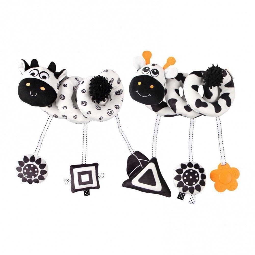 Carrinho De Passeio Berço Para Bebês Brinquedos Pendurados Esticados & Atividade Espiral De Preto Branco De Alto Contras