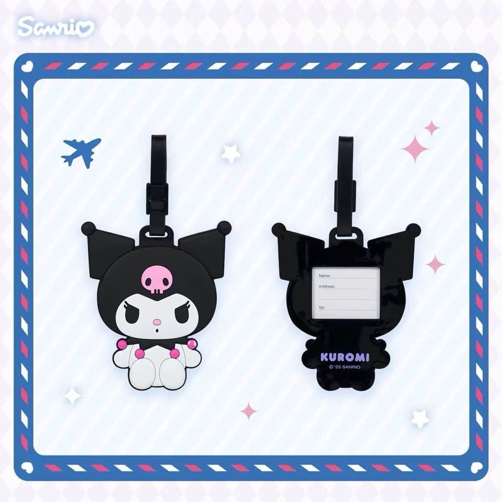 Etiqueta de mala Sanrio HelloKitty Kuromi Etiqueta de bagagem com logotipo de mala de desenho animado