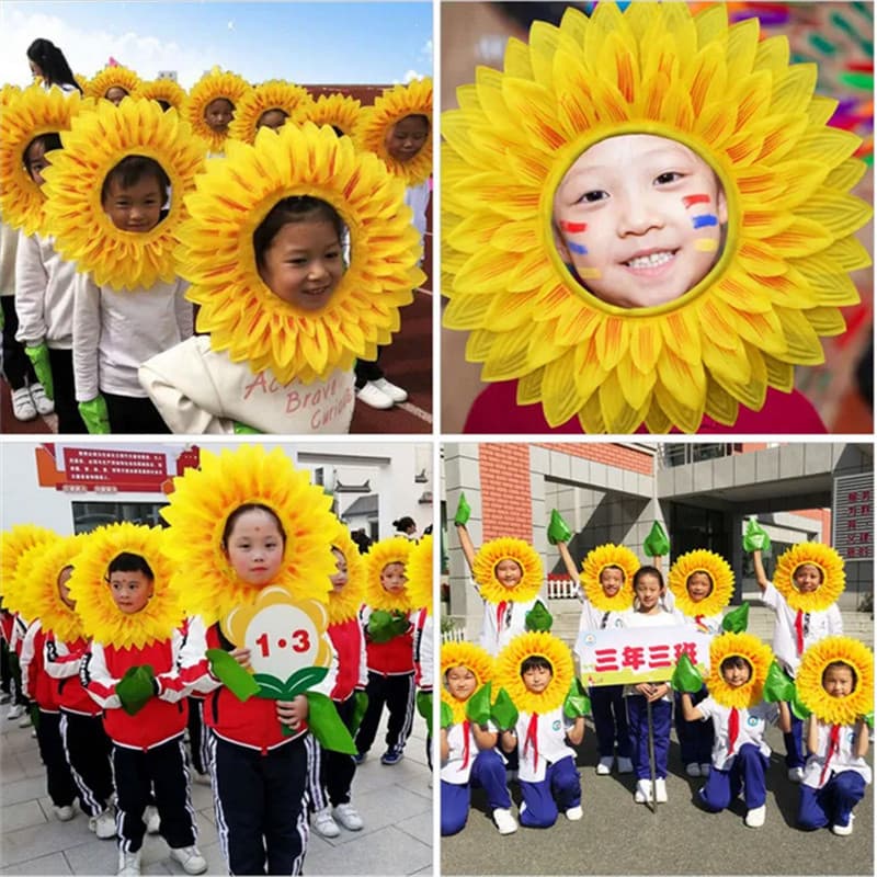 Novo Girassol Chapelaria Engraçado Desempenho Adereços Trajes De Para Festa De Dança Festival Jogos Crianças Adultos Ace