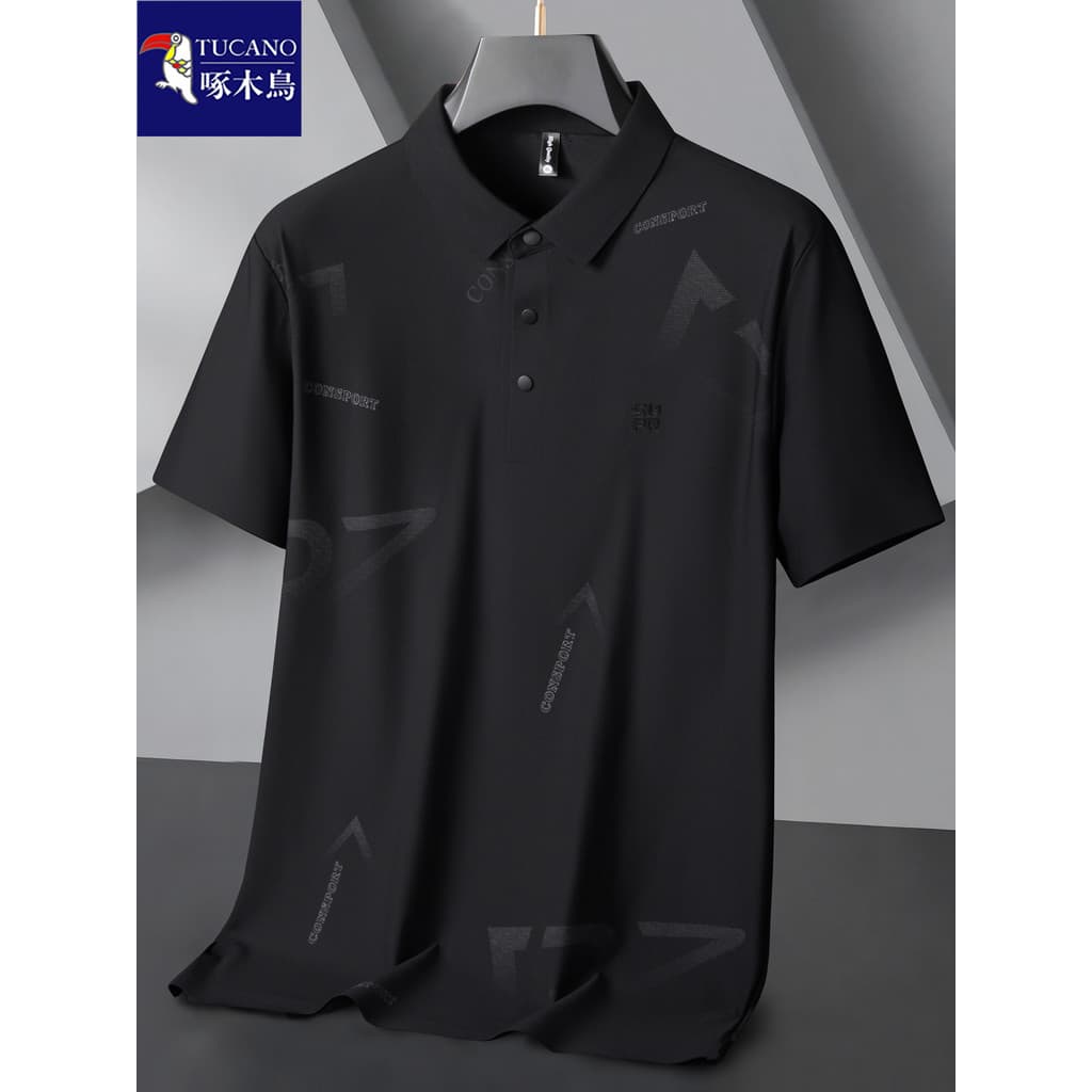 Woodpecker Plus Size camisa polo de seda gelo masculina verão solto sensação fresca de secagem rápida camiseta de manga