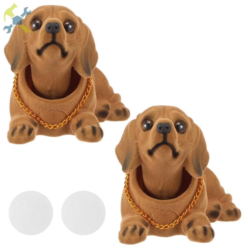 2 Pçs Bonito Dachshund Bobblehead Bobble Cabeça Decoração Do Carro Com Corrente Resistente Ao Calor Acenando Ornamento C