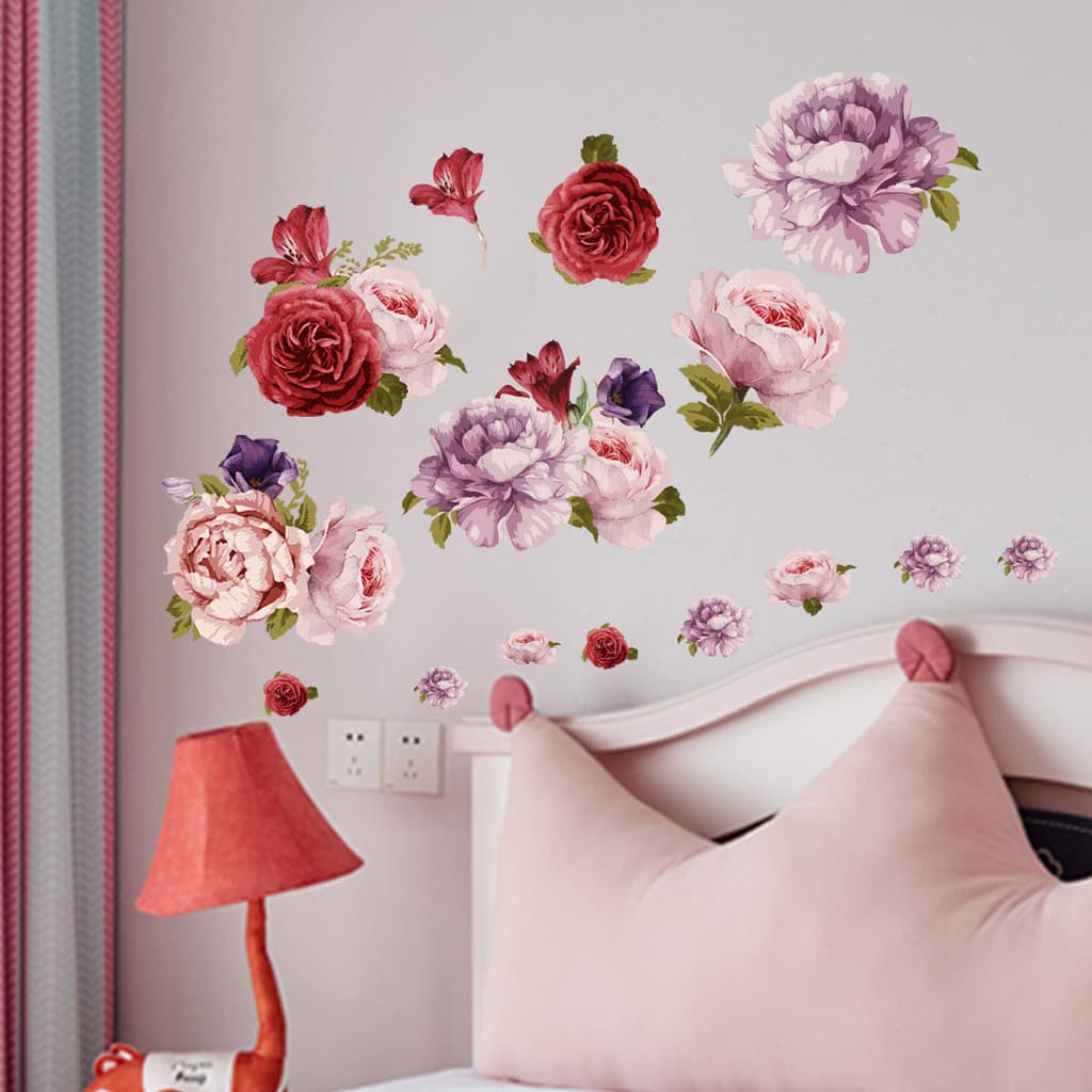 Adesivos de parede peônia flor decoração do quarto adesivos de parede sala estar quarto decoração adesivos de parede