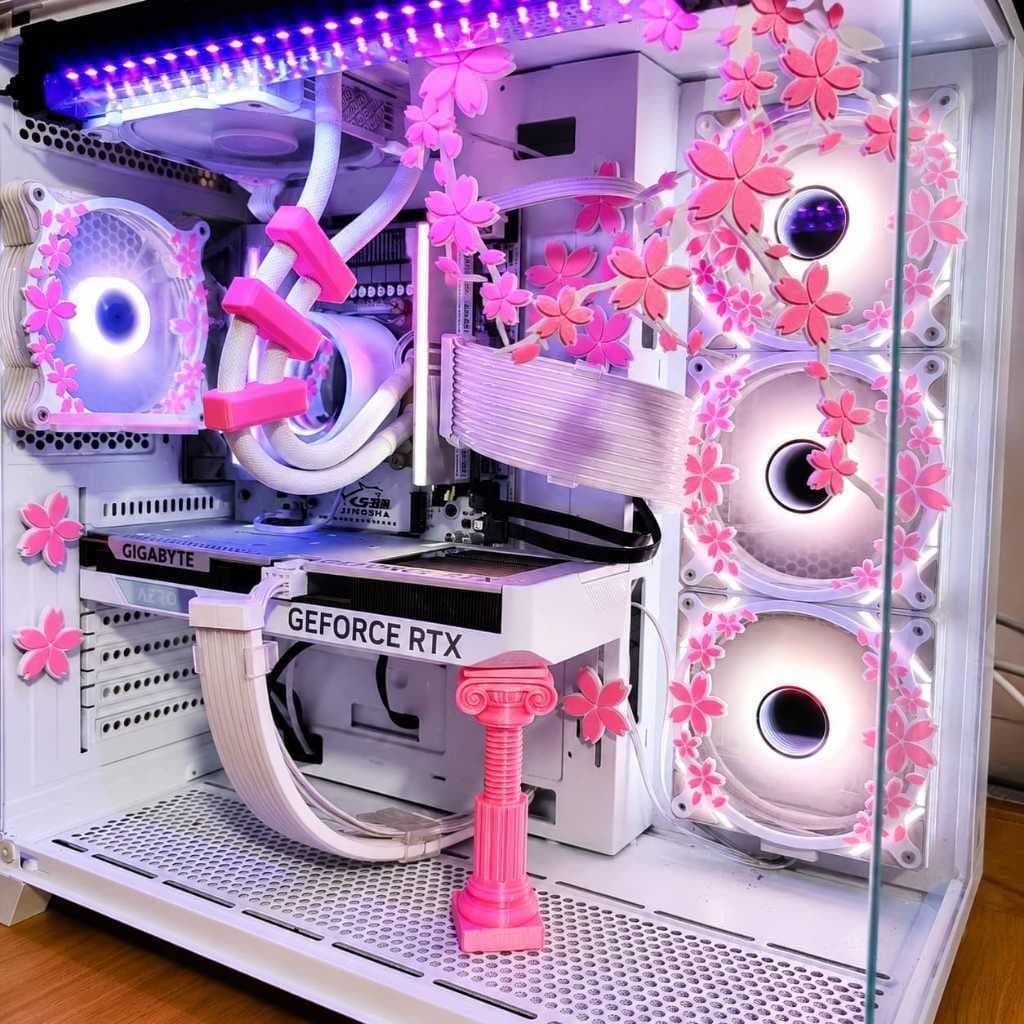 Kit Sakura PC Gamer Cover Fan 120mm Organizador Water Cooler Suporte GPU (Ajustável 90mmX140mm)(G)