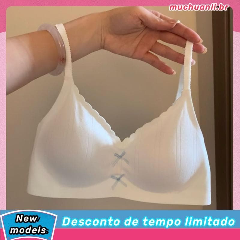 Meninas sem costura roupa interior senhoras bonito seios pequenos reunidos olhar grande respirável sem fio estilo fino g