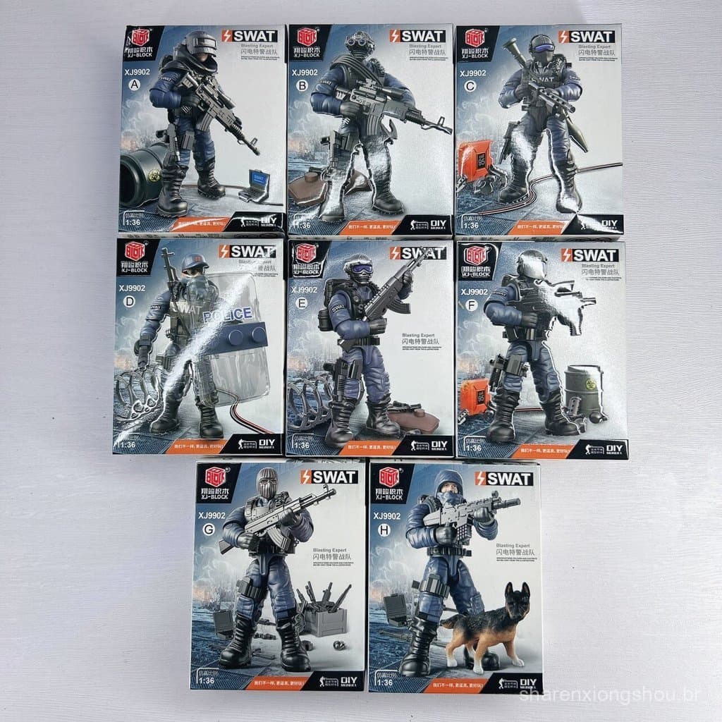 Novo em estoque: Figura de ação em escala 1/36, articulada e montável, modelo de brinquedo de equipe tática de combate a