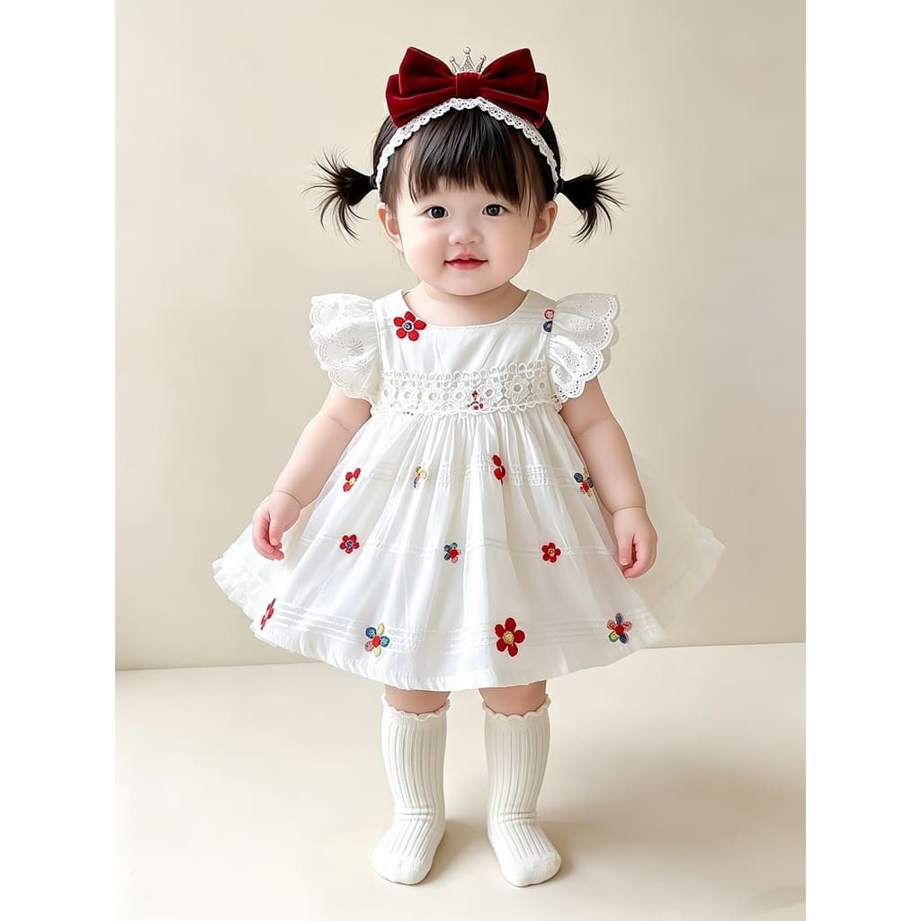 Meninas doce estilo ocidental vestido de princesa vestido de verão de um ano 2026 novo estilo menina bebê verão vestido