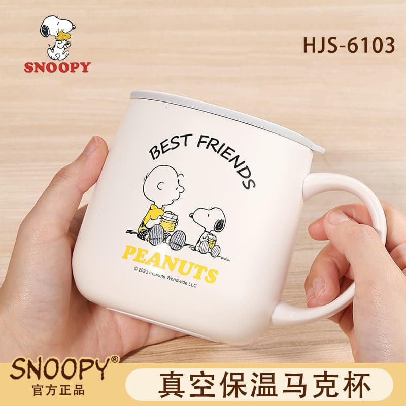 Snoopy isolado copo de escritório com tampa masculino feminino xícara de café 316L aço inoxidável xícara de chá casal co