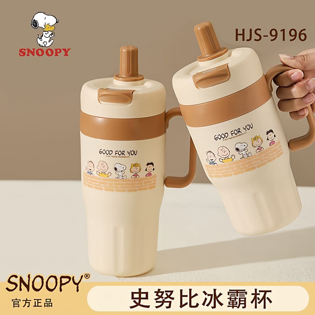 Snoopy copo duplo para carro, grande capacidade, alto valor, grande mac, copo de água portátil, aço inoxidável, gelo, ma