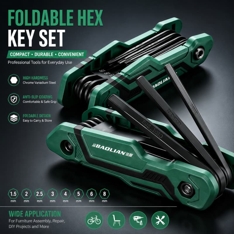 Conjunto de Chave Hex Hex Folding 8 - in - 1 Chave Allen de Aço Multifuncional com chave de fenda Torx