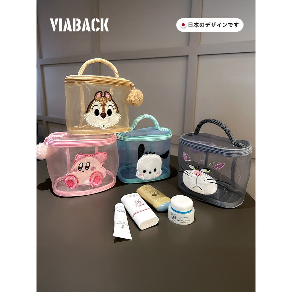Malha Transparente!Mais conveniente para levar!Bolsa de higiene portátil oca de desenho animado japonês para transporte
