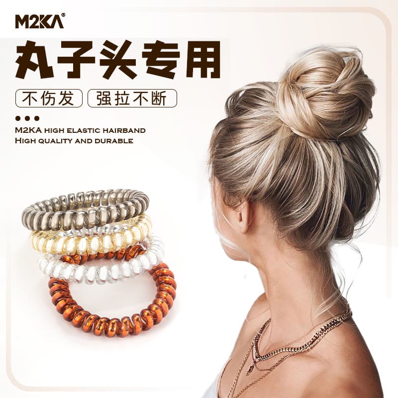M2KA cabo de telefone laço de cabelo feminino sem costura alta elástica durável faixa de borracha rabo de cavalo bola co