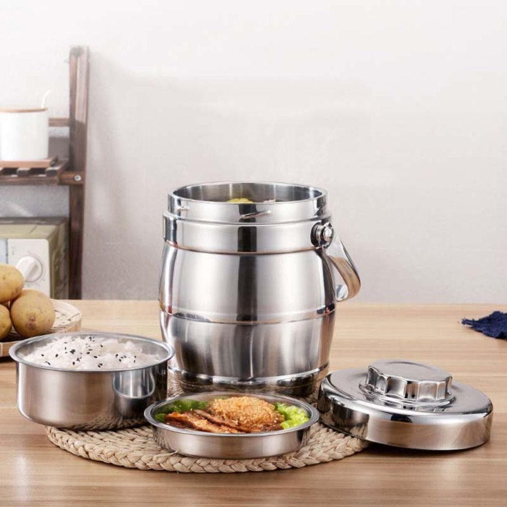 Frasco Térmico Para Alimentos , Lancheira Térmica À Prova De Vazamento De Aço Inoxidável , Pote Isolado Com Alça Dobráve