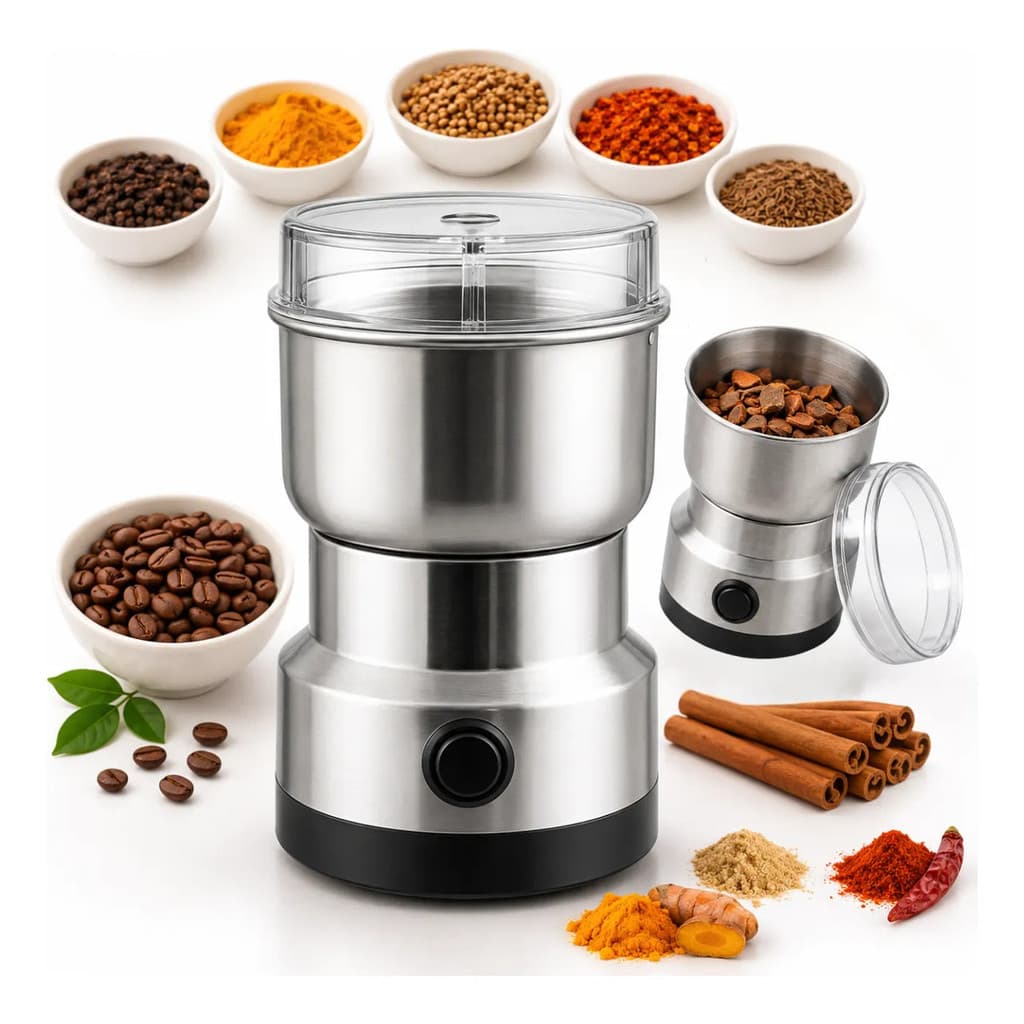 Moedor Elétrico De Café Em Aço Inoxidável 127v Com 4 Lâminas Para Grãos Temperos Multifunções