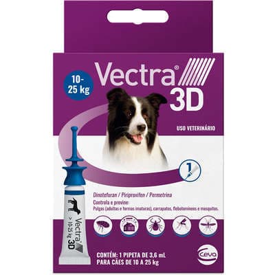 Antipulgas e Carrapatos Vectra 3D Cão de 10 a 25kg - 1 pipeta 3,6ml
