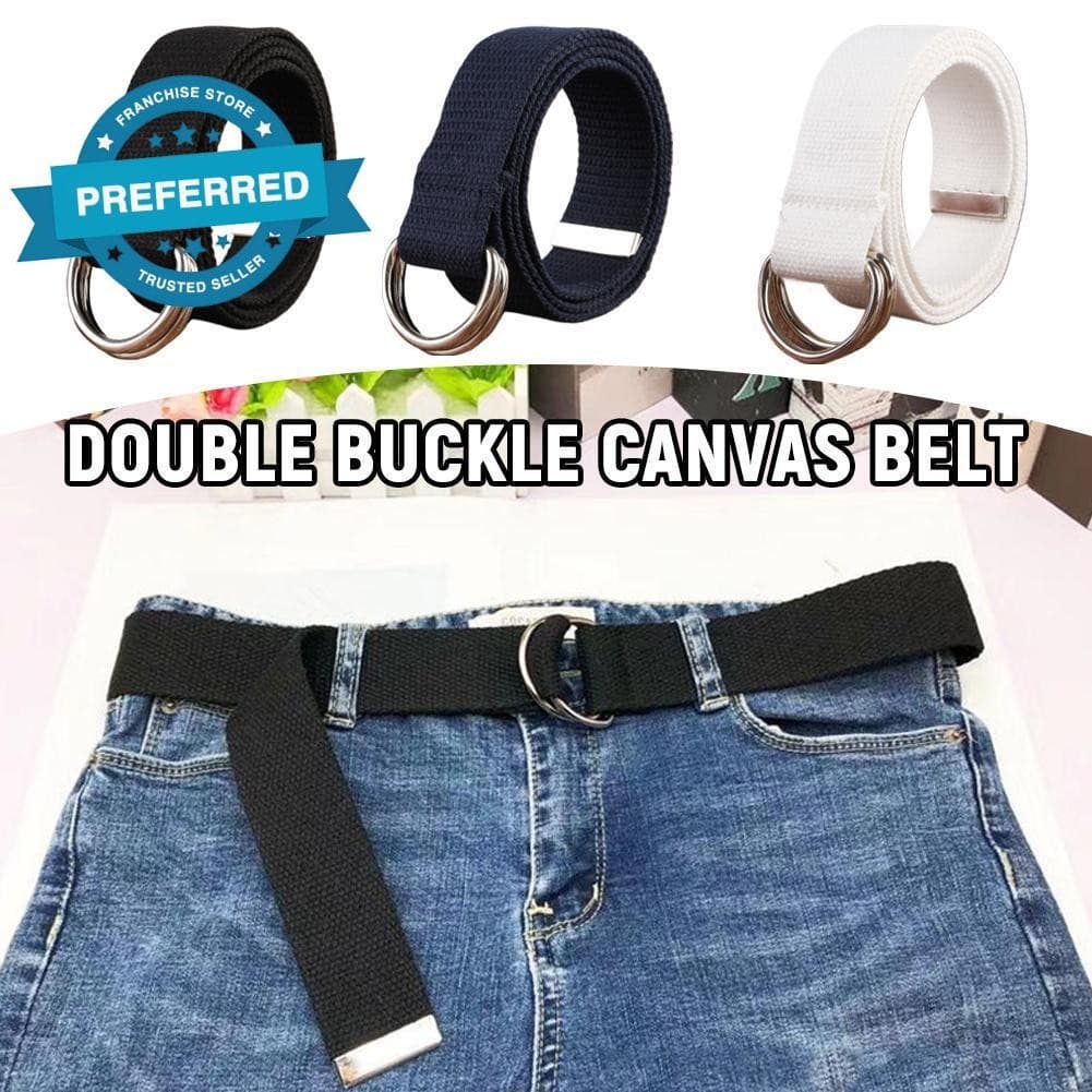 Novo Unissex Cinto De Lona Duplo Anel Fivela Calças Militares Cintos Negócios Casual Exército Cowboy B8i1