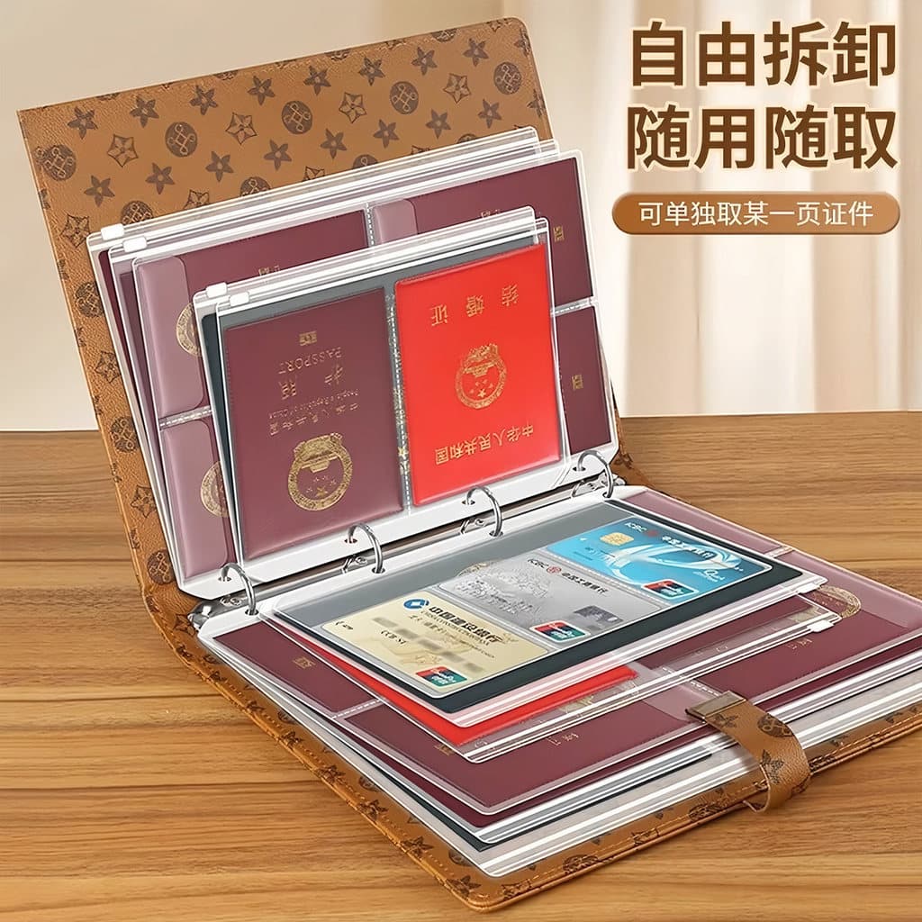 Porta-cartões de couro grosso, bolsa de armazenamento de documentos, certificado de nascimento de bebê, certificado de l